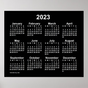 2023 Neon White Wandkalender van Janz Poster