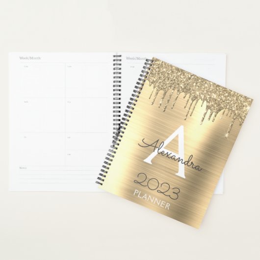 2023 Pailleté Moderne Monogramme Doré (Devant avec enveloppe)