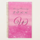2023 Planner Pink Ombre Shimmer met monogram (Voorkant)