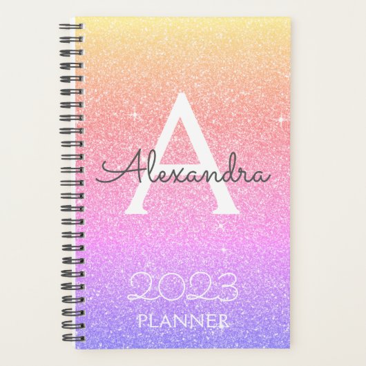 2023 Rainbow Pastel Glitter Sparkle Monogram (Devant)