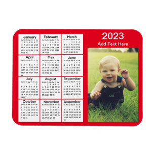 2023 Red Mini Photo Calendar Magneet