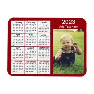2023 Red Mini Photo Calendar Magneet