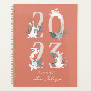 2023 Red Winter Floral & Foliage Bunny Planner