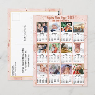 2023 Roos Gold Modern reeks 12 Fotokalender Briefkaart