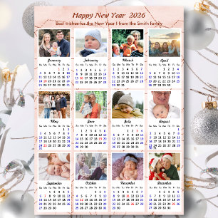 2023 Roos Gold Modern reeks 12 Fotokalender Feestdagenkaart