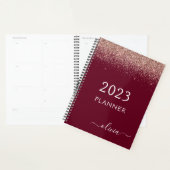 2023 Rose Gold Rose Burgundy Paillettes Monogramme (Devant avec enveloppe)