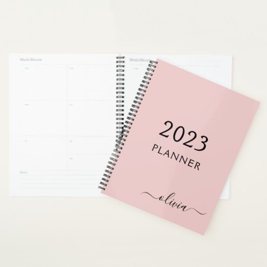 2023 Rose Pâle Féminin Monogramme Nom Moderne (Devant avec enveloppe)