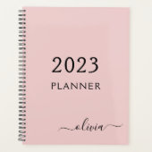2023 Rose Pâle Féminin Monogramme Nom Moderne (Devant)
