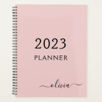 2023 Rose Pâle Féminin Monogramme Nom Moderne