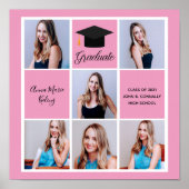 2023 Roze Afstuderen Foto Collage Graduation Party Poster (Voorkant)