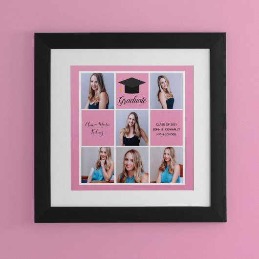 2023 Roze Afstuderen Foto Collage Graduation Party Poster