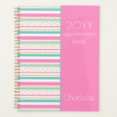 2023 Roze Benoeming Book Glitter Hearts Name Planner (Voorkant)