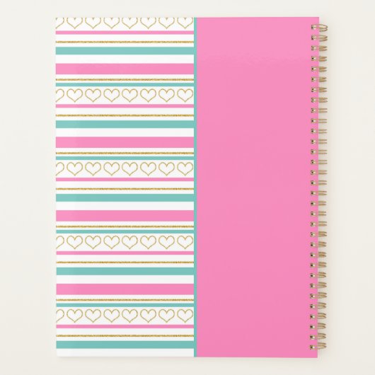 2023 Roze Benoeming Book Glitter Hearts Name Planner (Achterkant)