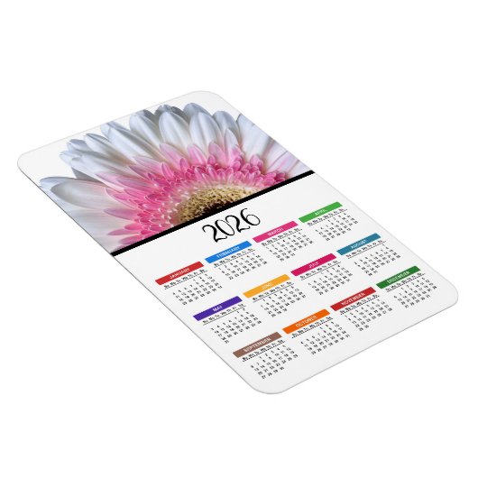 2023 Roze en White Gerbera Daisy Calendar Magneet (Rechterzijde)