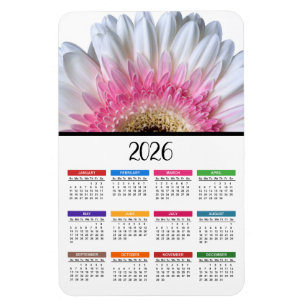 2023 Roze en Witte Gerbera Madelief Kalender Magneet