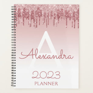 2023 Roze Goud Roze Glitter Glans Monogram Planner