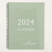 2023 Sage Green Script Monogram Nom Moderne (Devant)