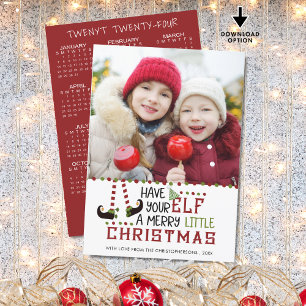 2023 Schattigee Elf Vrolijk kerstfeest 2024 Kalend Feestdagenkaart