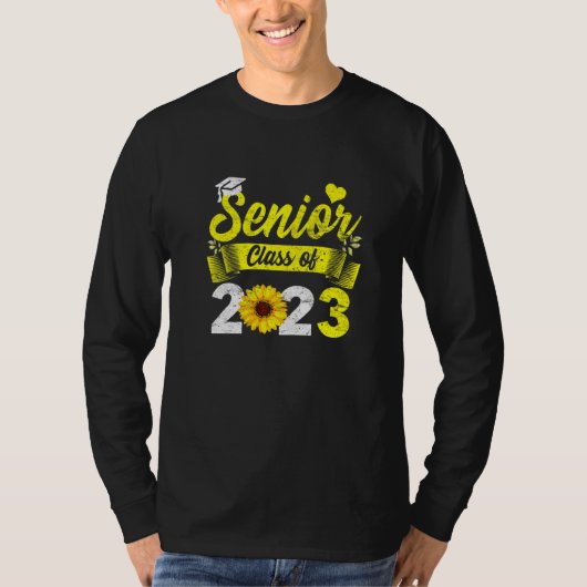 2023 Senior Class of 2023 Sunflower Afstuderen Gra T-shirt (Voorkant)