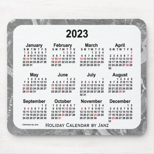 2023 Silver Holiday Art Agenda van de Janz-Muismat Muismat (Voorkant)