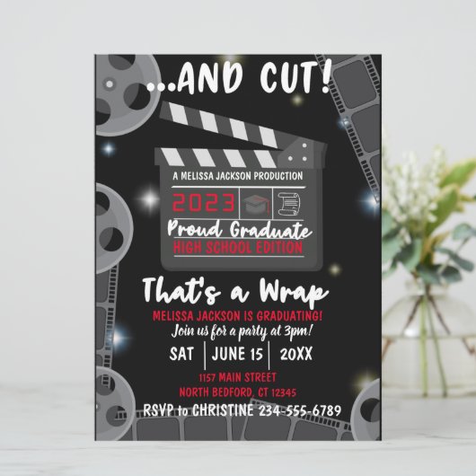 2023 Snijd dat is een zwarte uitnodiging van het A (Staand voorkant)