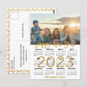 2023 Tijdelijk Glitter-script - Moderne gouden fot Briefkaart