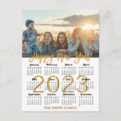 2023 Tijdelijk Glitter-script - Moderne gouden fot Briefkaart (Voorkant)