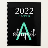 2023 Turquoise Noir Simple Moderne Monogramme Nom (Devant)