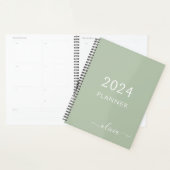 2023 Vert Sauge Monogramme Nom Moderne Script (Devant avec enveloppe)