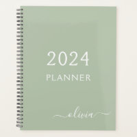 2023 Vert Sauge Monogramme Nom Moderne Script