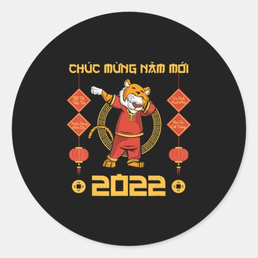 2023 Vietnamees nieuwjaar Chuc Mung Nam Moi Ronde Sticker (Voorkant)