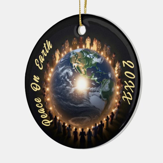 2023 Vrede op Aarde Custom Mooi Keramisch Ornament (Links)
