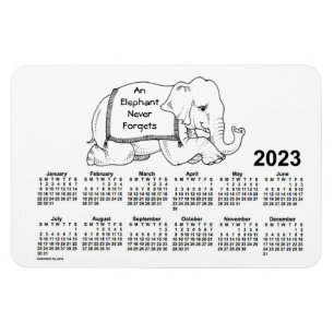 2023 White Elephant Calendar door Janz 4x6 Magnet Magneet