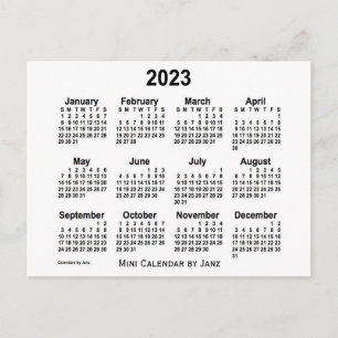 2023 Witte Mini Kalender van Janz Briefkaart