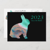 2023 Year of the Rabbit Chinese Zodiac by Janz Feestdagenkaart (Voorkant / Achterkant)