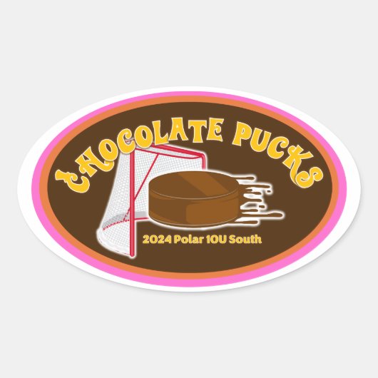 2024 10U Zuid Chocolade Pucks - Ovale Sticker (Voorkant)