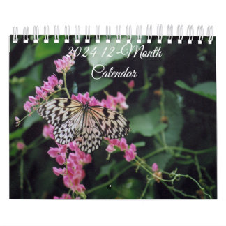2024 12-Maands Vogels, Vlinders & Bloemenkalender Kalender