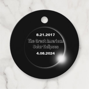 2024 & 2017 Dubbel Gedateerde Zonsverduistering Bedankjes Labels