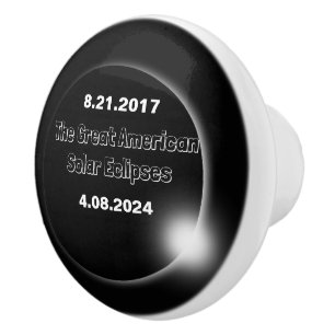 2024 & 2017 Dubbel Gedateerde Zonsverduistering Keramische Knop