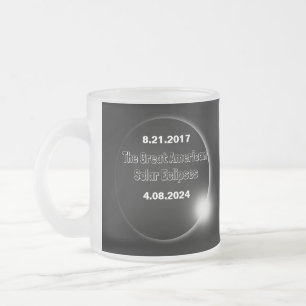 2024 & 2017 Dubbel Gedateerde Zonsverduistering Matglas Koffiemok