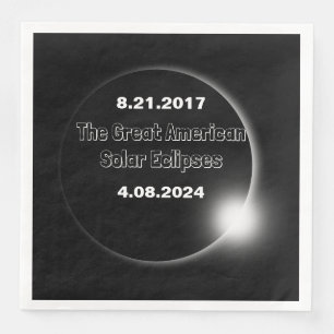 2024 & 2017 Dubbel Gedateerde Zonsverduistering Servet