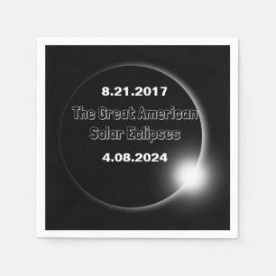 2024 & 2017 Dubbel Gedateerde Zonsverduistering Servet
