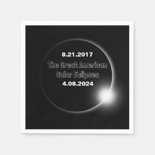 2024 & 2017 Dubbel Gedateerde Zonsverduistering Servet