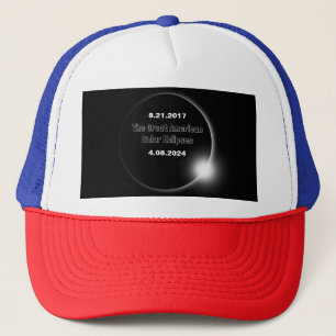 2024 & 2017 Dubbel Gedateerde Zonsverduistering Trucker Pet