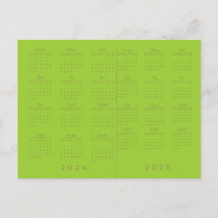 2024/2025 Geel Groen Grote Print Kalender Briefkaart