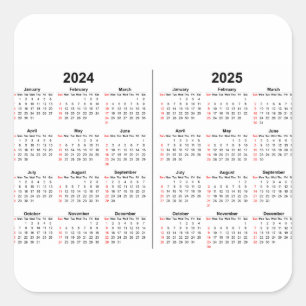 2024 2025 Kalender 2 jaar zwart wit Vierkante Sticker