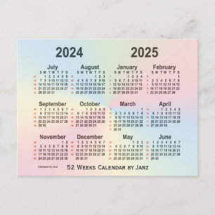 2024-2025 Rainbow 52-weekagenda van Janz Briefkaart