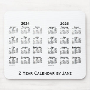 2024-2025 Witte kalender 2 jaar door Janz Mousepad Muismat