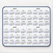 2024 - 2027 4 Jaar Kalender Eenvoudig Blauw US Vak Muismat (Voorkant)