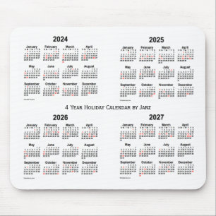 2024-2027 White Holiday Calendar van Janz Muismat